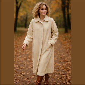 Off White Thick Wide Whale Corduroy Long Trench Duster Classic Eclectic Grandpa